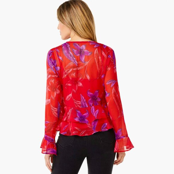 Sofia Vergara Women's Multi Color Flounce Hem Top XL - Picture 4 of 12